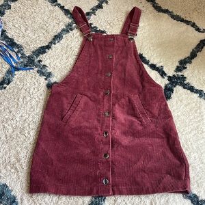 Corduroy overall dress dress with pockets.